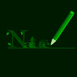 nature in green with green wooden pen