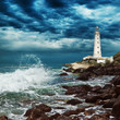 Lighthouse sits on the edge of the Crimean peninsula