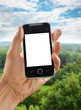 Photo : Smart Phone mit leerem Display oudoors Smart Phone mit leerem Display oudoors