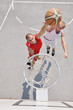 Two basketball players on the court