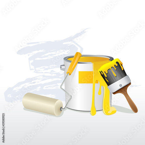 Vektor: Paint Bucket and Brush Paint Bucket and Brush