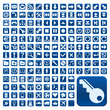152 Buttons, blau, flach, grosse Symbole