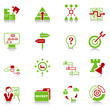 Vector: Business strategy icons - green-red series Business strategy icons - green-red series