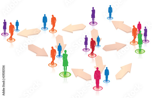 Illustration: management, travail de groupe et réseaux sociaux management, travail de groupe et réseaux sociaux