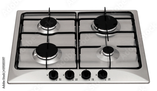 Foto: Stainless steel gas hob isolated on white Stainless steel gas hob isolated on white