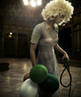 Mysterious scene of a blonde beauty in a dark interior Mysterious scene of a blonde beauty in a dark interior