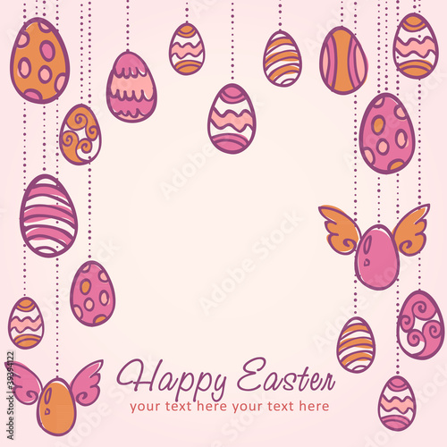 Vector: Easter eggs hand drawn postcard Easter eggs hand drawn postcard
