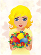 Beautiful Girl with Easter Eggs , vector illustration Beautiful Girl with Easter Eggs , vector illustration