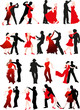 black and red dencers on white black and red dencers on white