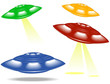 varicolored UFO spaceships varicolored UFO spaceships