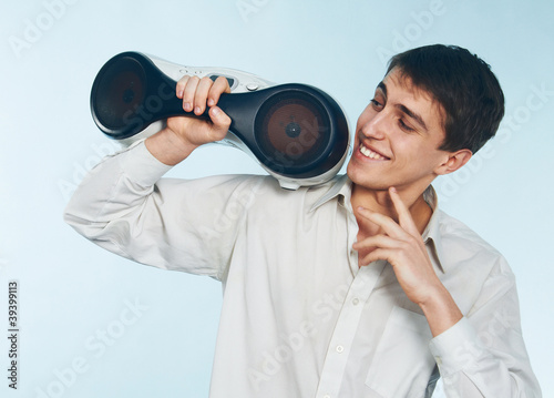 Photo: man with a tape recorder man with a tape recorder