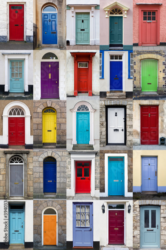 Photo: Vertical photo collage of 25 front doors Vertical photo collage of 25 front doors