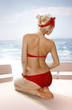 blonde woman on yacht