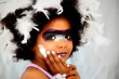 Adorable Black Girl Child Dressed for Mardi Gras Carnival