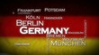 Germany Flag tag cloud German cities text animation Germany Flag tag cloud German cities text animation