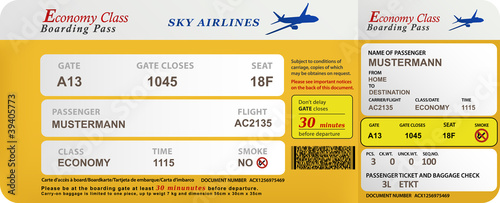 Vektor: Moderne Flugticket Schablone Moderne Flugticket Schablone
