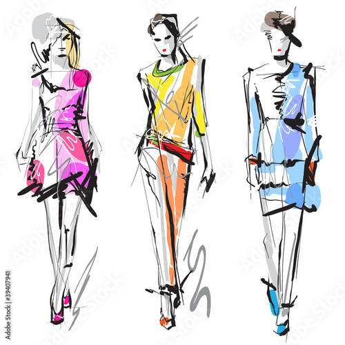 Fashion models. Sketch.