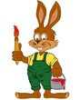Osterhase mit Pinsel und Farbeimer