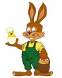 Osterhase mit Eierkorb und Küken