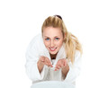 Young woman washing face