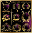 golden shield and laurel wreath set