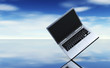 Laptop on silver background Laptop on silver background