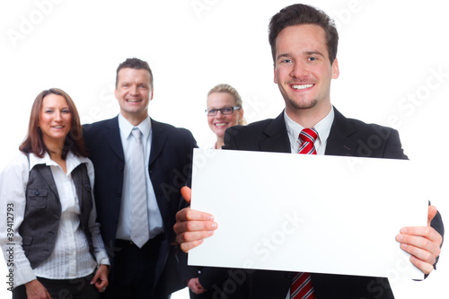 Foto: freundliches team mit whiteboard freundliches team mit whiteboard