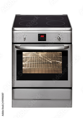 Photo: Electric cooker isolated on white Electric cooker isolated on white