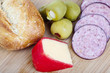 Photo: Antipasto of meat, cheese, bread and olives Antipasto of meat, cheese, bread and olives