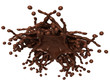 Photo: Splashes: Liquid chocolate with drops isolated Splashes: Liquid chocolate with drops isolated