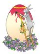 "The rabbit on a ladder paints egg"