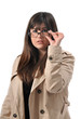 a beautiful girl wears glasses