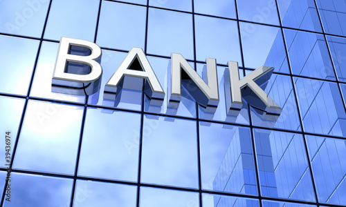 Illustration: Spiegelfassade Blau - Bank Konzept Spiegelfassade Blau - Bank Konzept