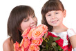 Mother with daughter with pink roses