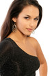 Portrait of pretty latina woman on white background
