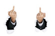 Angry businessman with middle finger