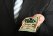 Sales agent offering a car