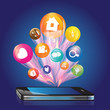 Smartphone with apps colorful