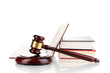 Judge's gavel and books isolated on white Judge's gavel and books isolated on white