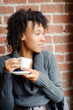 girl with espresso cup
