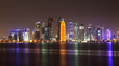 Doha skyline at night, Qatar, Middle East