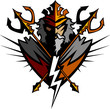 Titan Mascot with Trident and Crown Graphic Vector Illustration