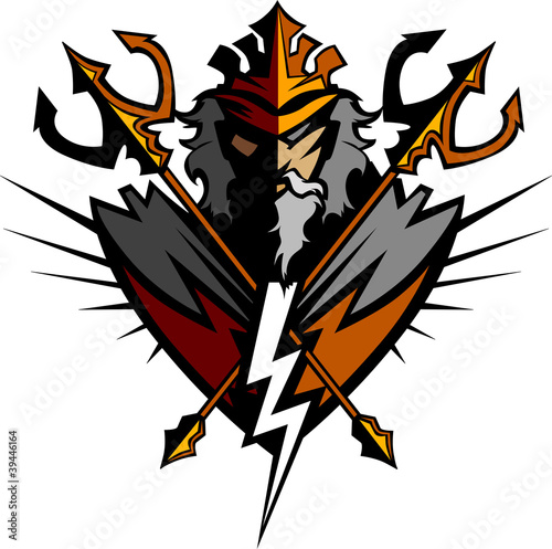 Vector: Titan Mascot with Trident and Crown Graphic Vector Illustration Titan Mascot with Trident and Crown Graphic Vector Illustration