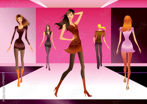 Vector: Fashion models in review of a new fashion collection Fashion models in review of a new fashion collection
