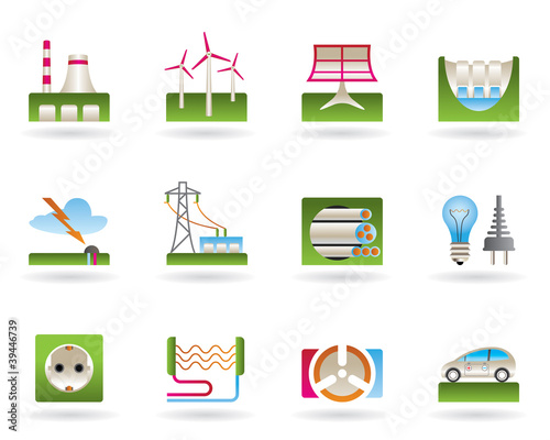 Vector: Power plants, electricity grids, electricity consumer Power plants, electricity grids, electricity consumer