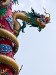 Photo: Dragon statue on post in Buddhist temple Dragon statue on post in Buddhist temple
