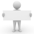 Illustration: 3d man holding long blank board 3d man holding long blank board