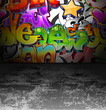 Graffiti wall urban street art painting