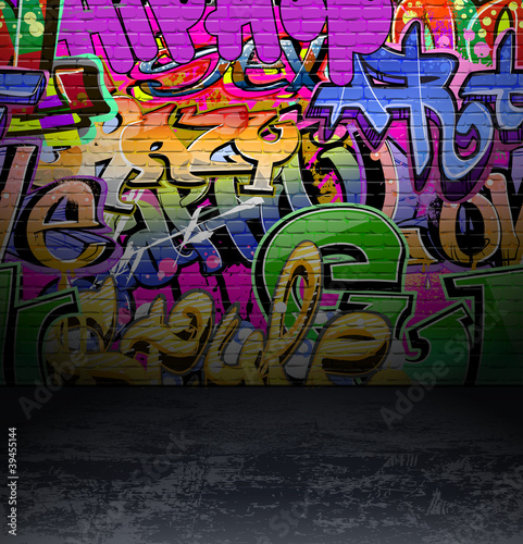 Vector: Graffiti wall urban street art painting Graffiti wall urban street art painting