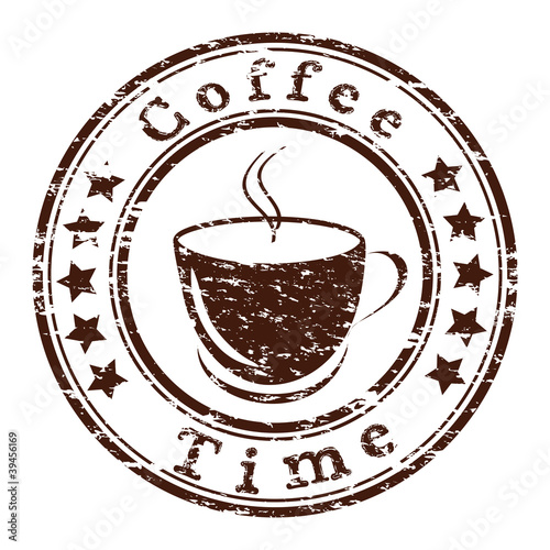 Vector: Vector coffee time grunge stamp with a cup Vector coffee time grunge stamp with a cup